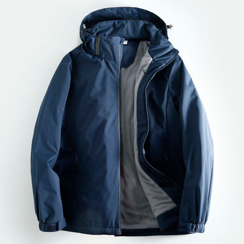 Exported Japanese Surplus Original Label-Cut Autumn/Winter Men s Fleece Zip-Up Jacket Sweatshirt Dark Blue XL
