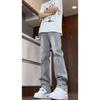 Cement smoke gray jeans men's spring and summer tide brand American retro high street vibe straight micro-pull versatile pants