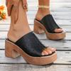 Women's High Heels Slippers Fashion Open Toe Platform Sandal Summer Hollow Out Leather Slippers Lightweight High Heelsed Sandals