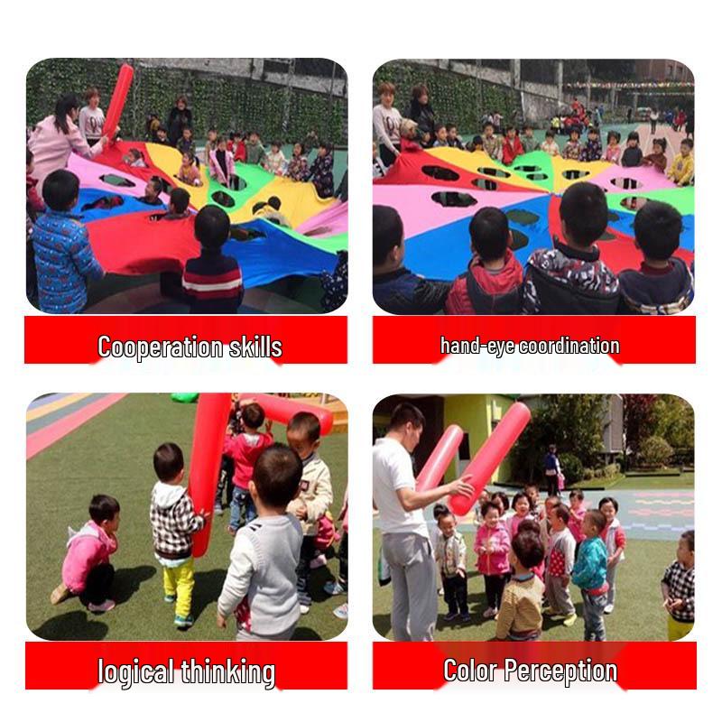 Rainbow Parachute Whack-a-Mole Game: Outdoor Early Education & Parent-Child Activity