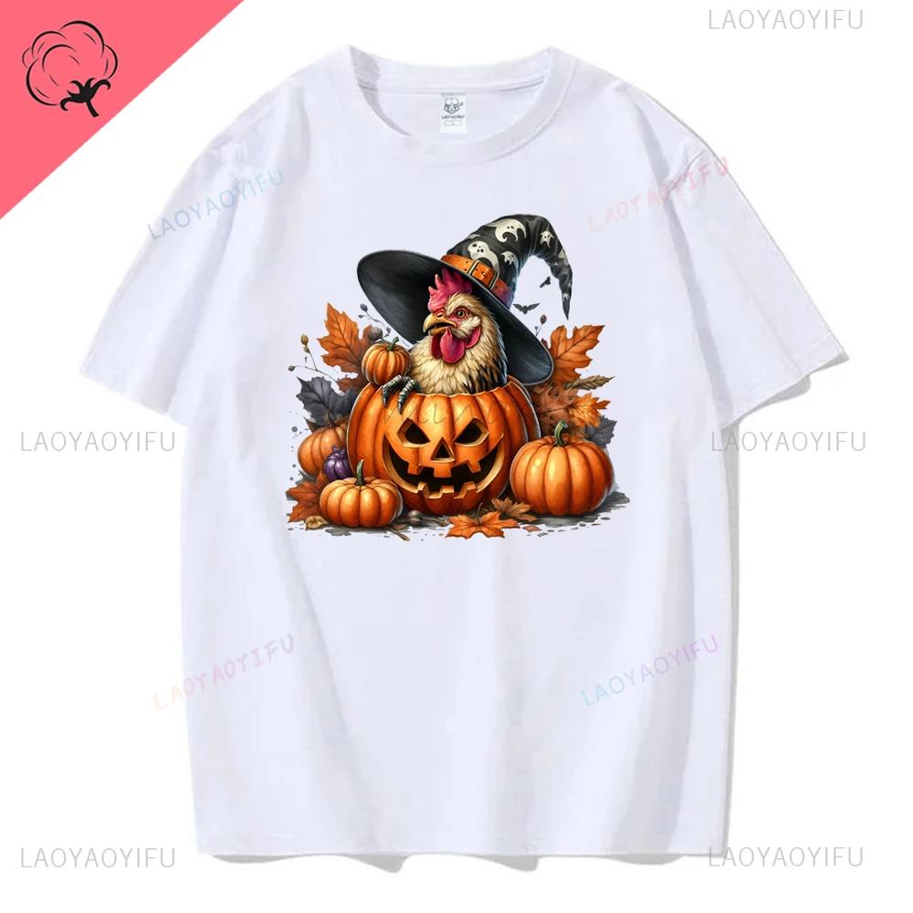 Women Ghost Pumpkin Bat Print Round Neck Pullovers Funny Halloween Costume Cotton Shirt Graphic T Shirts Y2k Top Harajuku Tops