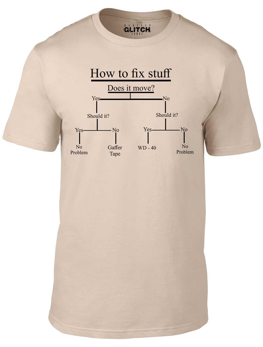 How to fix stuff T-Shirt Mens Womens Tees Top Funny T Shirt Mens Womens Tees Top DIY joke dad grandad gift fathers day M