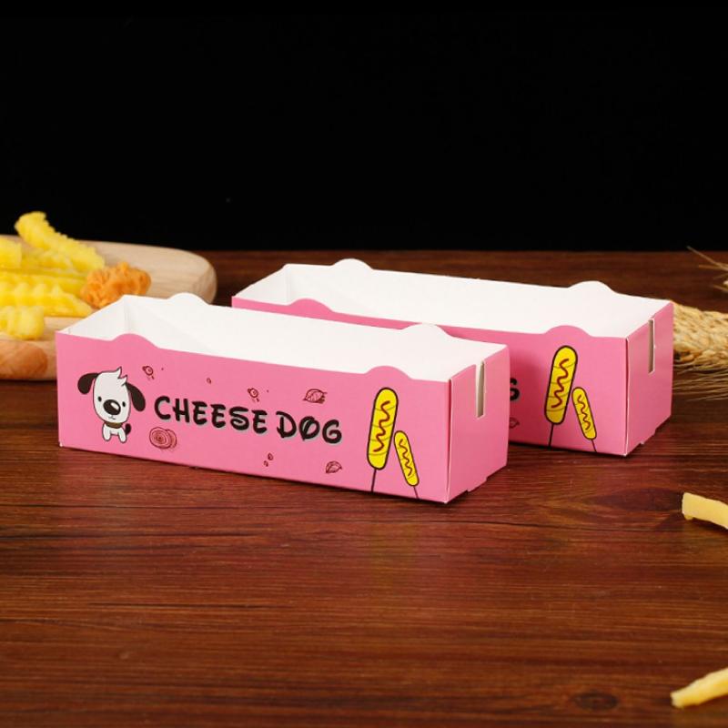100Pcs Hot Dog Packaging Box Paper Disposable Party Tableware Food Serving Tray For Caterers Catering Boxes