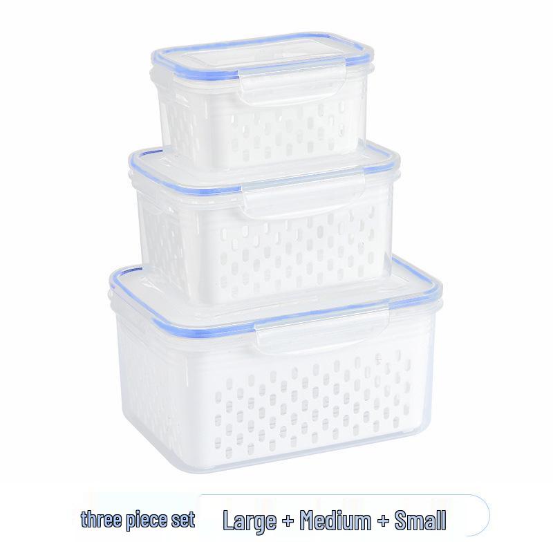 Dual-Layer Clear Fridge Storage Box with Dividers for Fruits & Veggies: Large Capacity, Breathable & Drainable Compartments