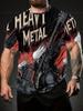 Heavy Metal Guitar Warrior 3D Print Men's Round Neck T-Shirt – Summer Casual Fashion, Breathable Outdoor Wear, Perfect for Gym, Running, or Gift