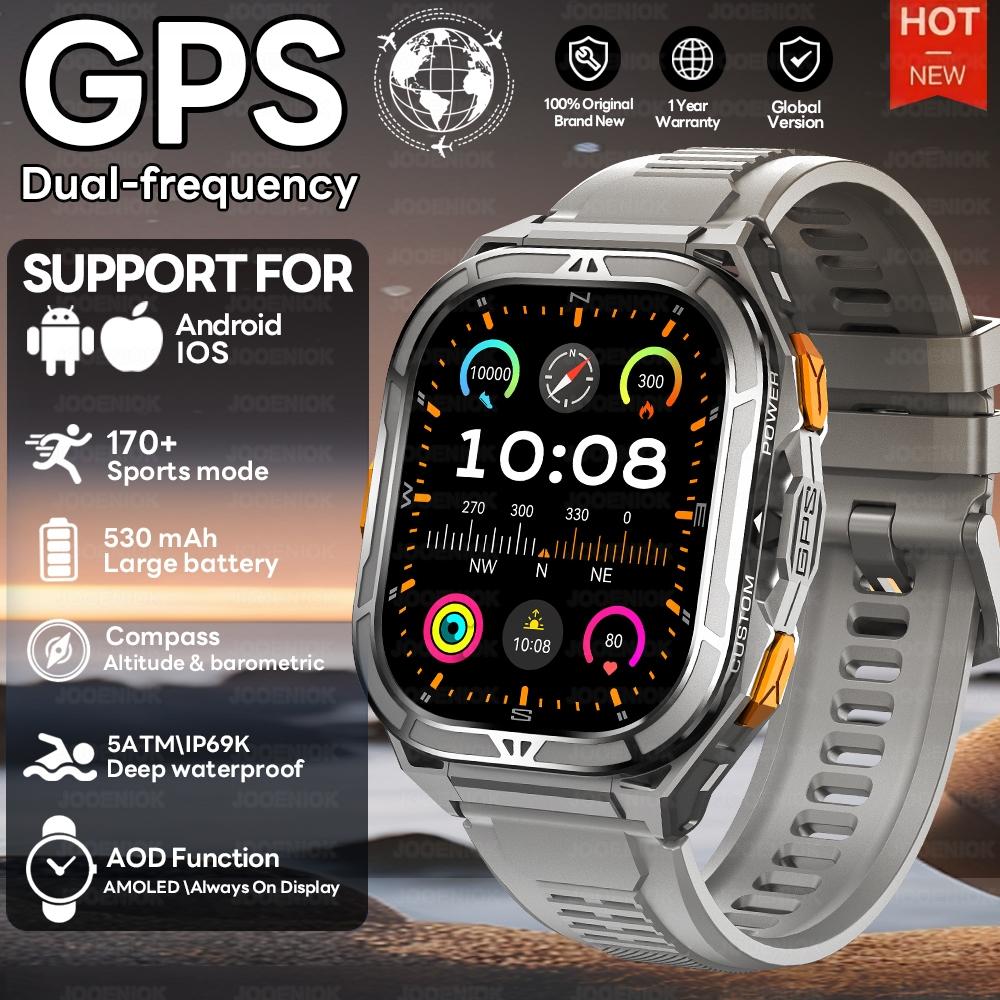 New GPS Smart Watch 10ATM Waterproof Built-in Dual-band GNSS Compass Military Sport Smartwatch Men  New
