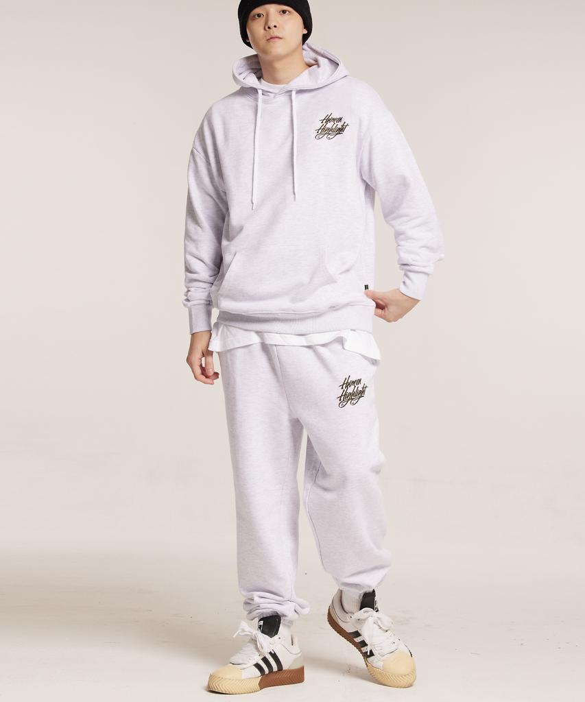 CREAM SODA LAB Human Highlight Logo Jogger Pants Light Gray Yellow