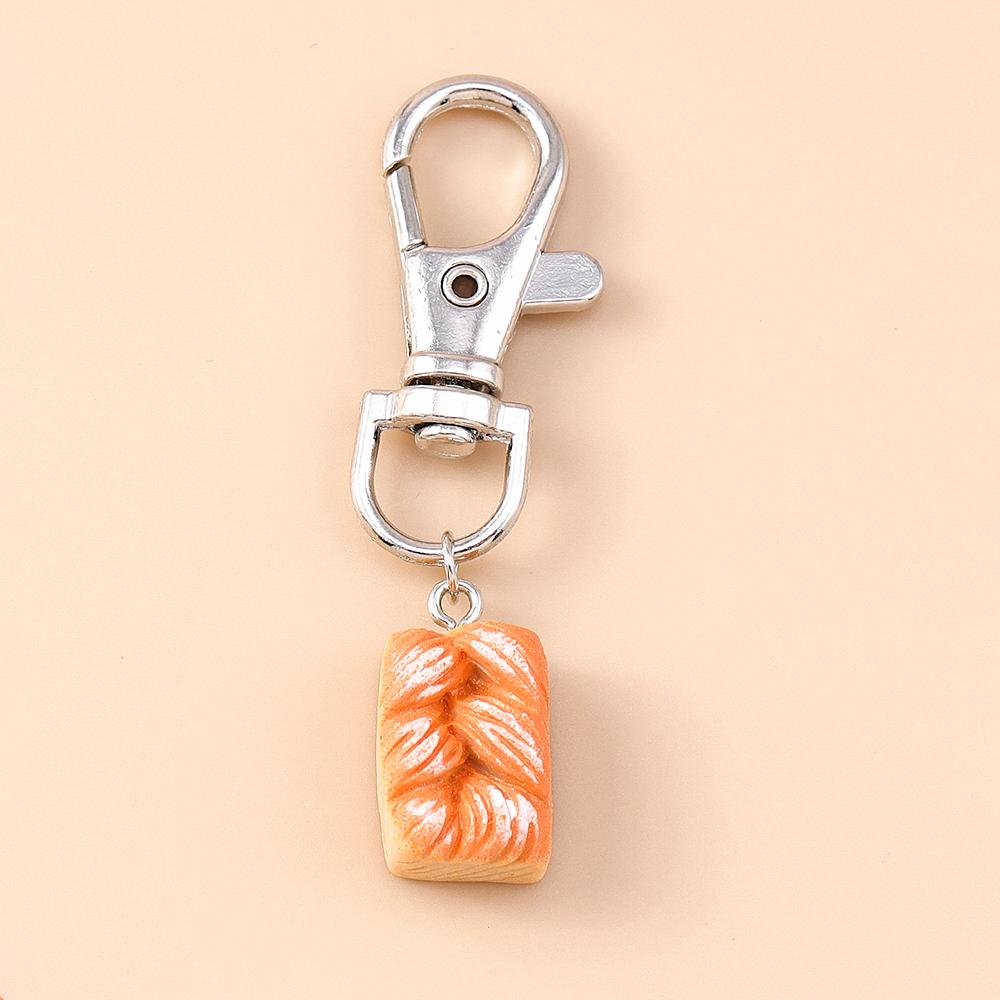 

Cute Resin Simulation Food Keychain Waffle Croissant Baguette Bread Key Ring Pendants for Women Girls Handbag Decor Jewelry Gift