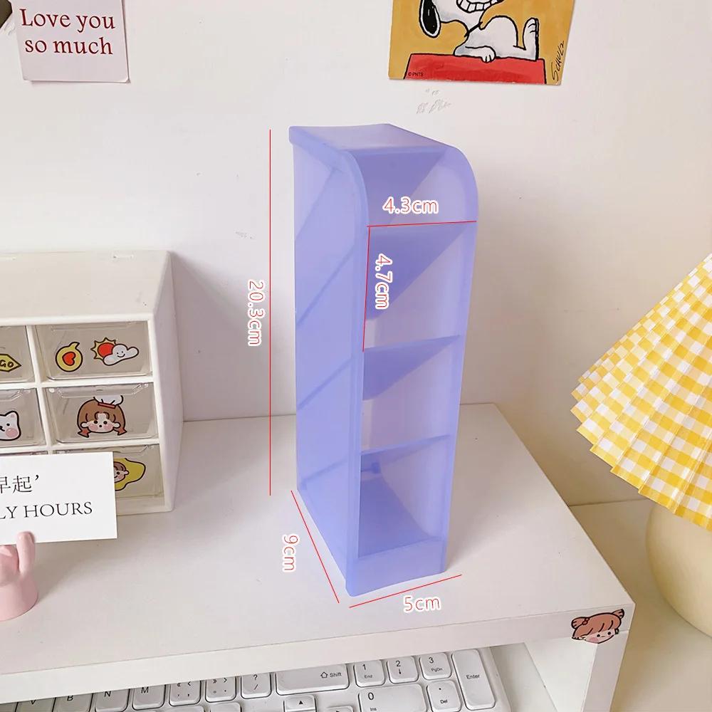 Korea Ins Girl Desktop Storage Tube Versatile Four Grid Oblique Insertion Pen Holder Makeup Brush Lipstick Storage Box 2025