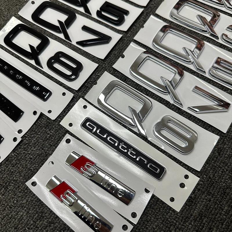 The new ABS letter 3D sticker For 4UYEF Q2 Q3 Q5 Q7 Q8 logo quattro Sline Black Silver general