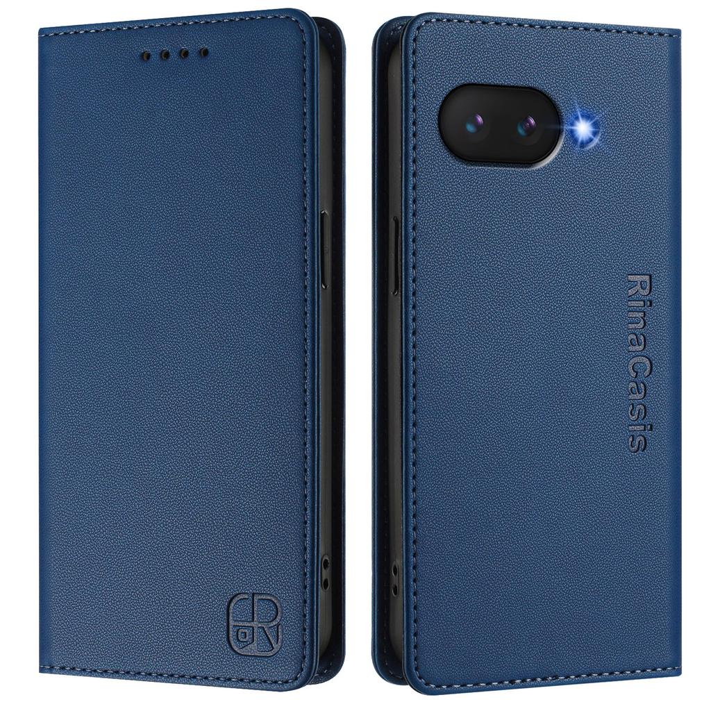 For Google Pixel 9a Leather Case RINACASIS RC01 Phone Cover with RFID Blocking Wallet Stand