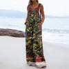 Women's Christmas Print Solid Wide Leg Strapless Tank Pocket Casual Onesie