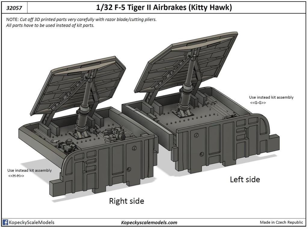 Kopecky Scale Models Tiger II Air Brake Kitty Plastic Model Parts KOM32057 1/32 F-5 (for Hawk) (Airplane)