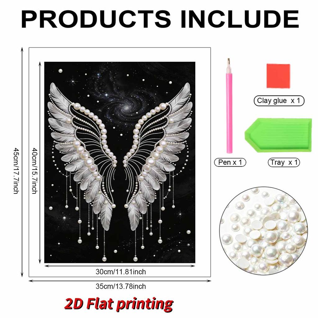 DIY The Wings of An Angel Pearl Art Painting for Adults/Beginners Gift Home Decor Pearl Gem Paintings Picture Arts Craft 30x40cm Without Frame