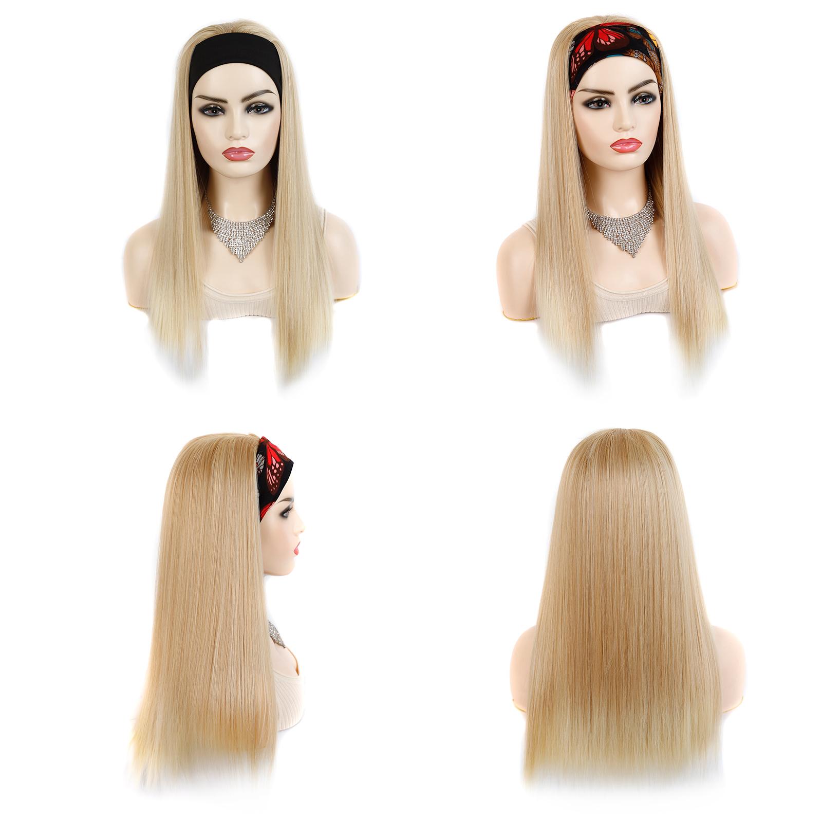 

Синтетический парик с повязкой на голову, медовый блонд, прямые волосы, парики с повязкой на голову, для вечеринок, для ежедневного использования, быстрая укладка