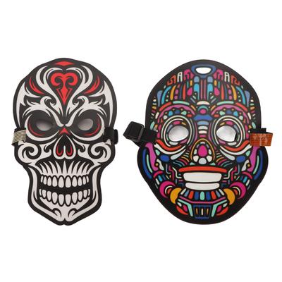 LED Face Cover Voice Control Adjustable Size Light Up Face Cover for Halloween Party Cosplay 2pcs