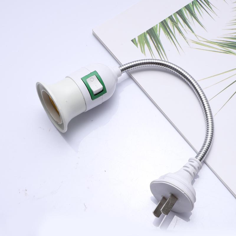 E27 Stainless Steel LED Lamp Holder with Switch – Universal Screw Conversion Fixture