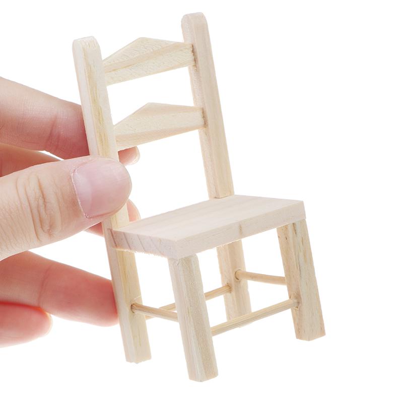 1:12 Dollhouse Furniture Miniature Wooden Kitchen Chair Kids Pretend Play Toy