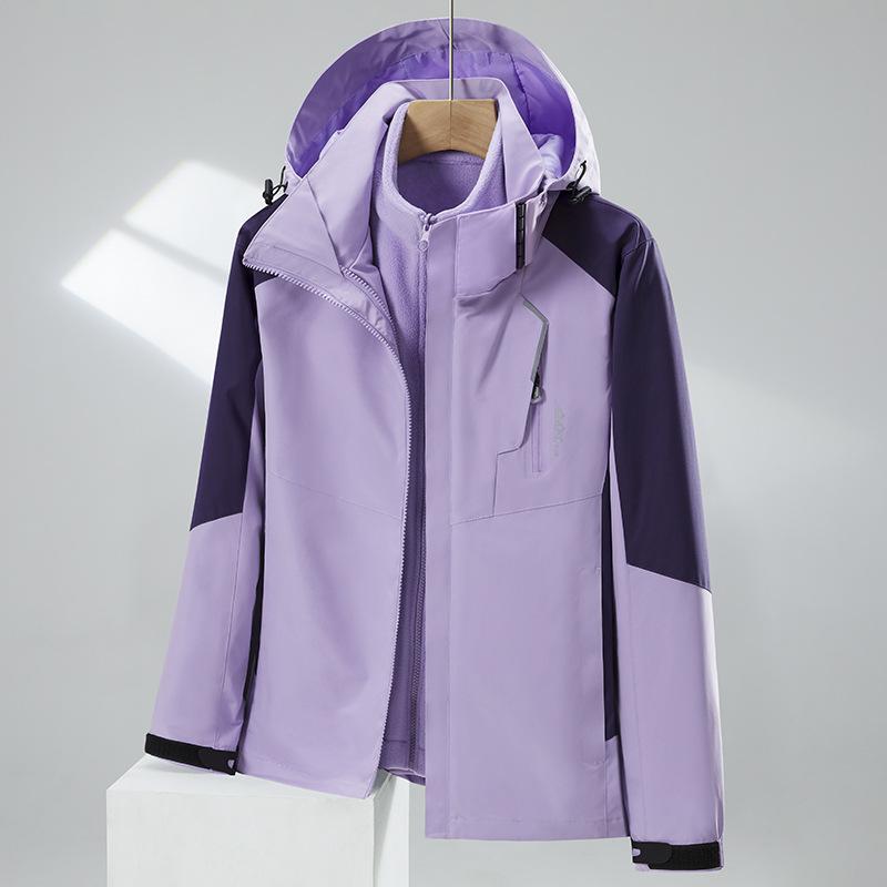 

Осенне-зимняя куртка три-в-одном женская большого размера ветрозащитная и водонепроницаемая светоотражающая куртка для активного отдыха 5XL