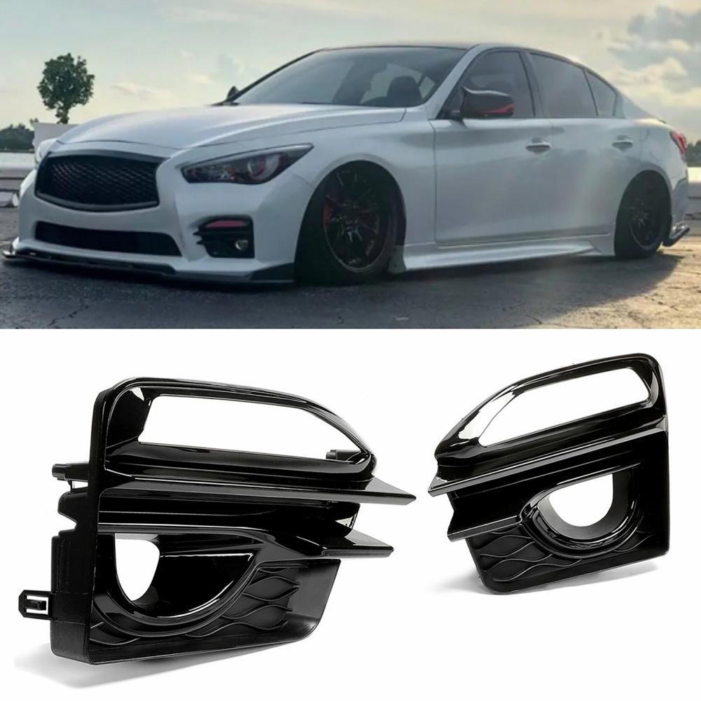 1 Pair Fog Lamp Trim ABS Front Fog Light Cover Exterior Decoration Fog Lamp Protector for Infiniti Q50 Sport 2014 2015 2016 2017