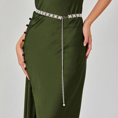 Łańcuszek na talię z cyrkoniami Metalowe akcesoria Pasek Do spódnicy Sukienki Łańcuszek na talię Dekoracja Cienki pasek Tide