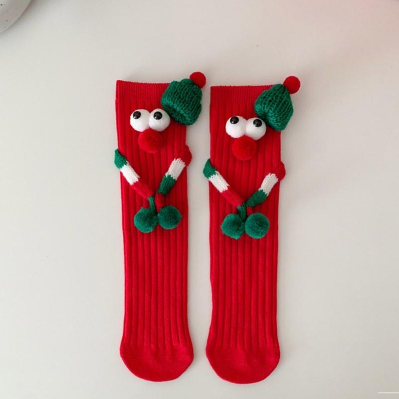 Children Christmas Party Decors Socks Creative Festival Cartoon Big Eyes Magnetic Hand Middle Tube Socks Hosiery Gift
