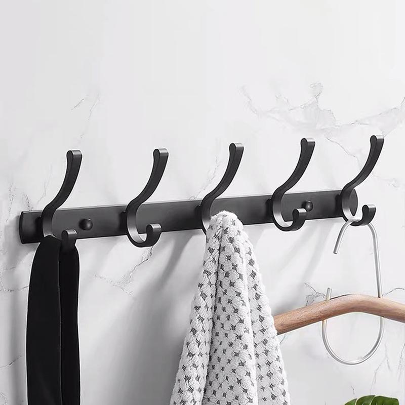 Appendiabiti con doppio gancio in alluminio nero Appendiabiti da bagno per la casa Portachiavi Ganci da parete appesi