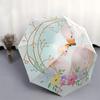 1pc Flamingo Family Floral Wreath Automatic Opening and Closing Umbrella - Small Umbrella Suitable for Various Occasions, Portable 3-Fold Sm