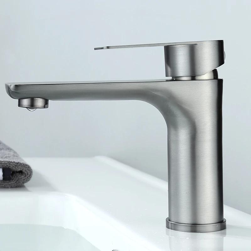 Gun Gray/Brushed Stainless Steel Faucet Washbasin Sink Hot and Cold Water Home Bathroom Kitchen Cabinet Washbasin