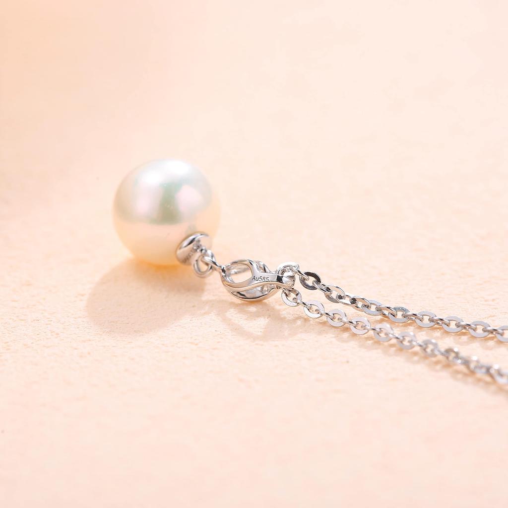 FANCIME Freshwater Pearl Necklace for K14 White Genuine Single Twisted Silver 14K Perfect Day or Christmas Gift Women, 7-8mm, Gold, Lab-Grown
