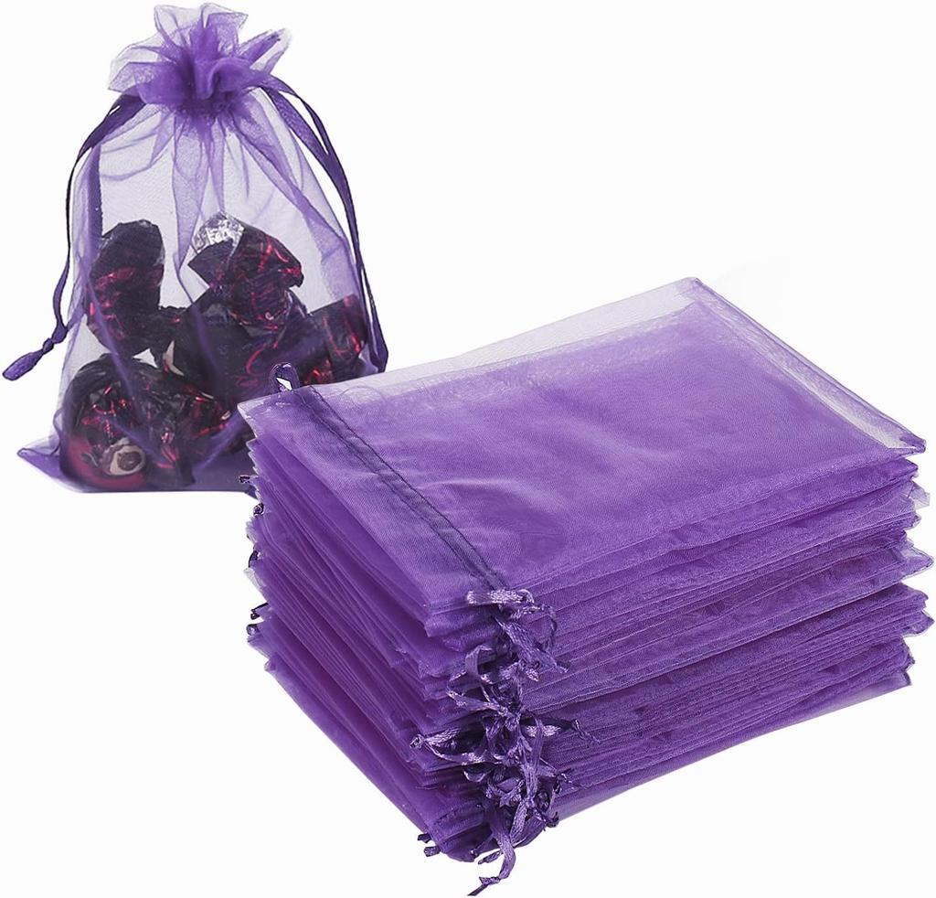 100pcs Organza Gift Bags with Drawstring -  for Jewelry, Wedding, Birthday Party Favors, and Candy Packaging, Party Favor Bags