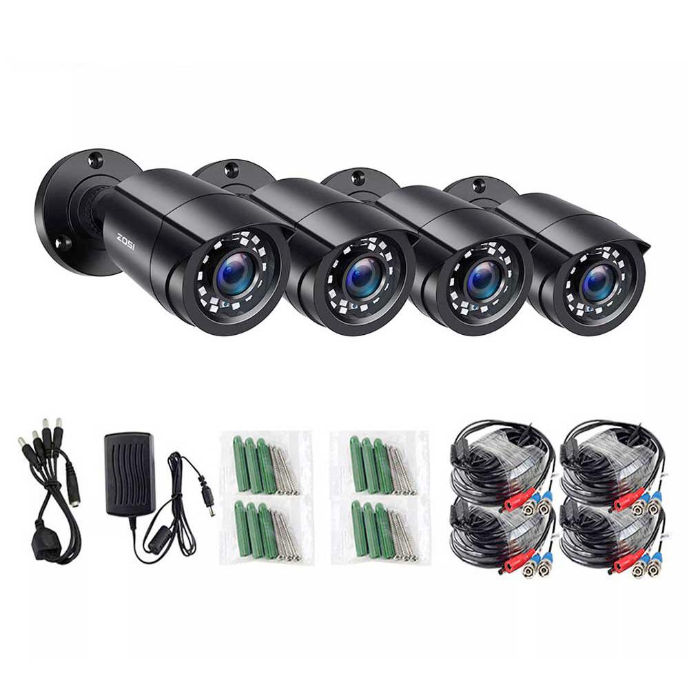 1080P 4 Pack HD TVI Security Cameras Outdoor Indoor Weatherproof Bullet Surveillance Camera for Analog CCTV DVR System EU PLUG