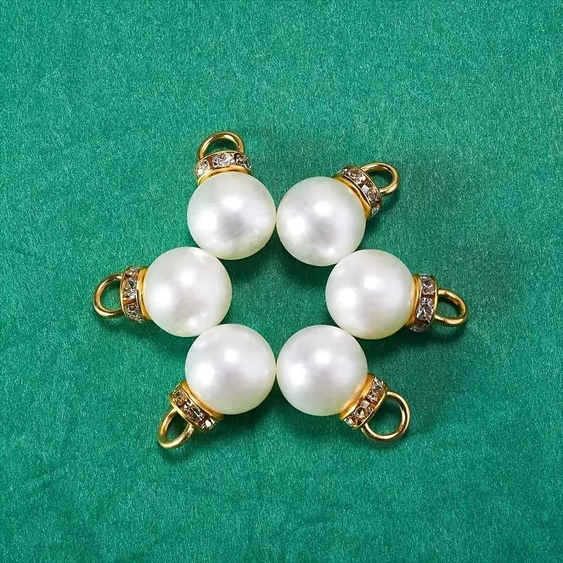 20pcs Elegant White Glossy Acrylic Charms with Rhinestone Accents Round Loose Bead Pendants for DIY Dangle Earrings Necklaces Bracelets Jewelry Making