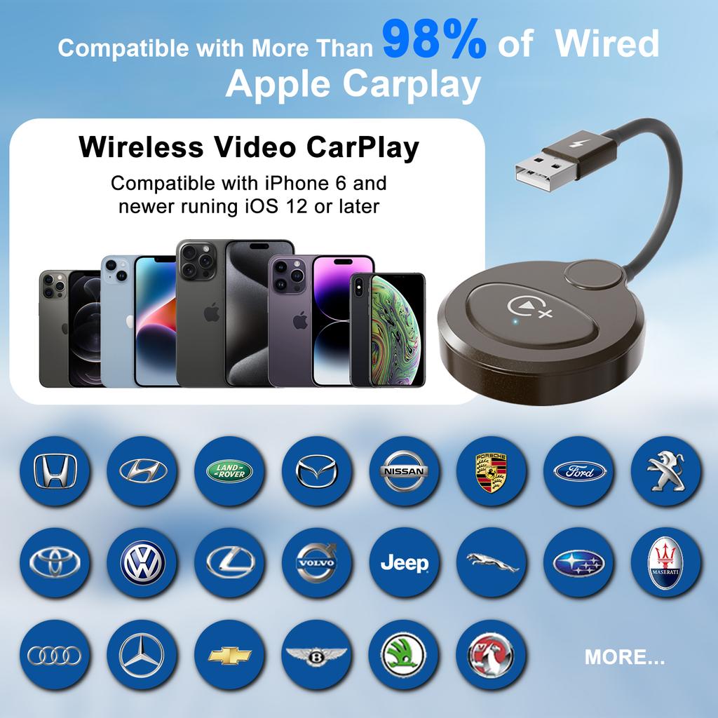 New Mini Smart AI BOX Wireless Video CarPlay Adapter with Netflix/YouTube/Tiktok OEM Wired CarPlay Cars Portable Car Adapter Cable Wired To Wireless