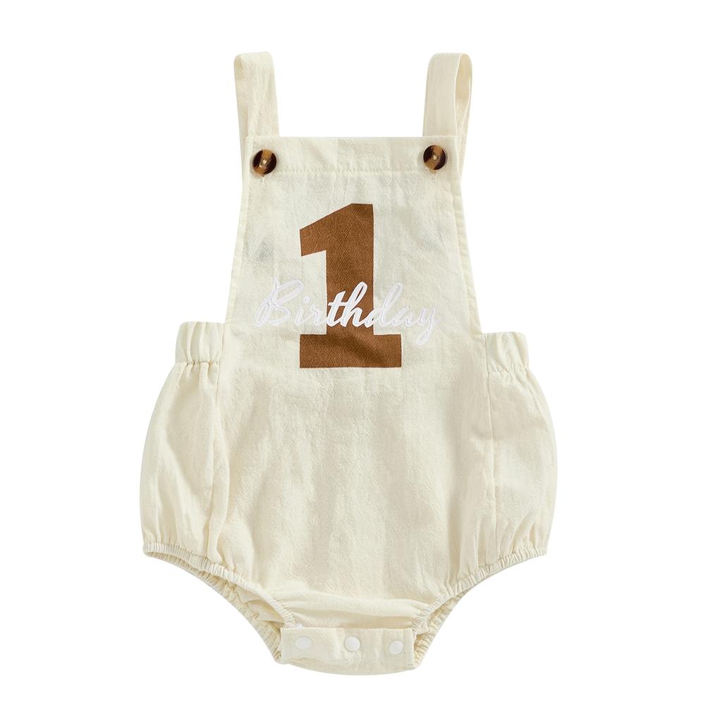 Baby Overalls Romper Number and Letter Print Summer Adorable Elastic Band Jumpsuits