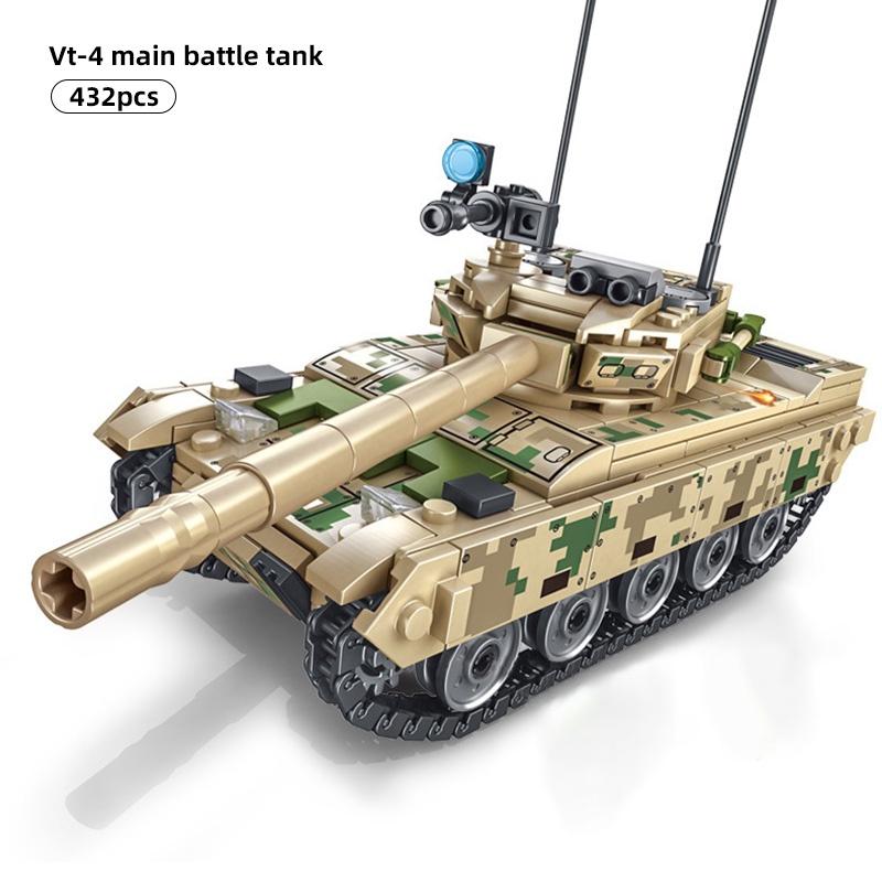 432PCS Military VT-4 Main Battle Tank Soldier Cannon Assembled Constructing Blocks Army City Police Figures Weapon Bricks T