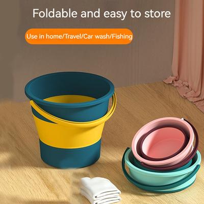 Secchio d'acqua pieghevole, secchio da pesca, portatile, per il trasporto, per lavare l'auto all'aperto, secchio di stoccaggio, grande capacità, spesso, trasportato a mano