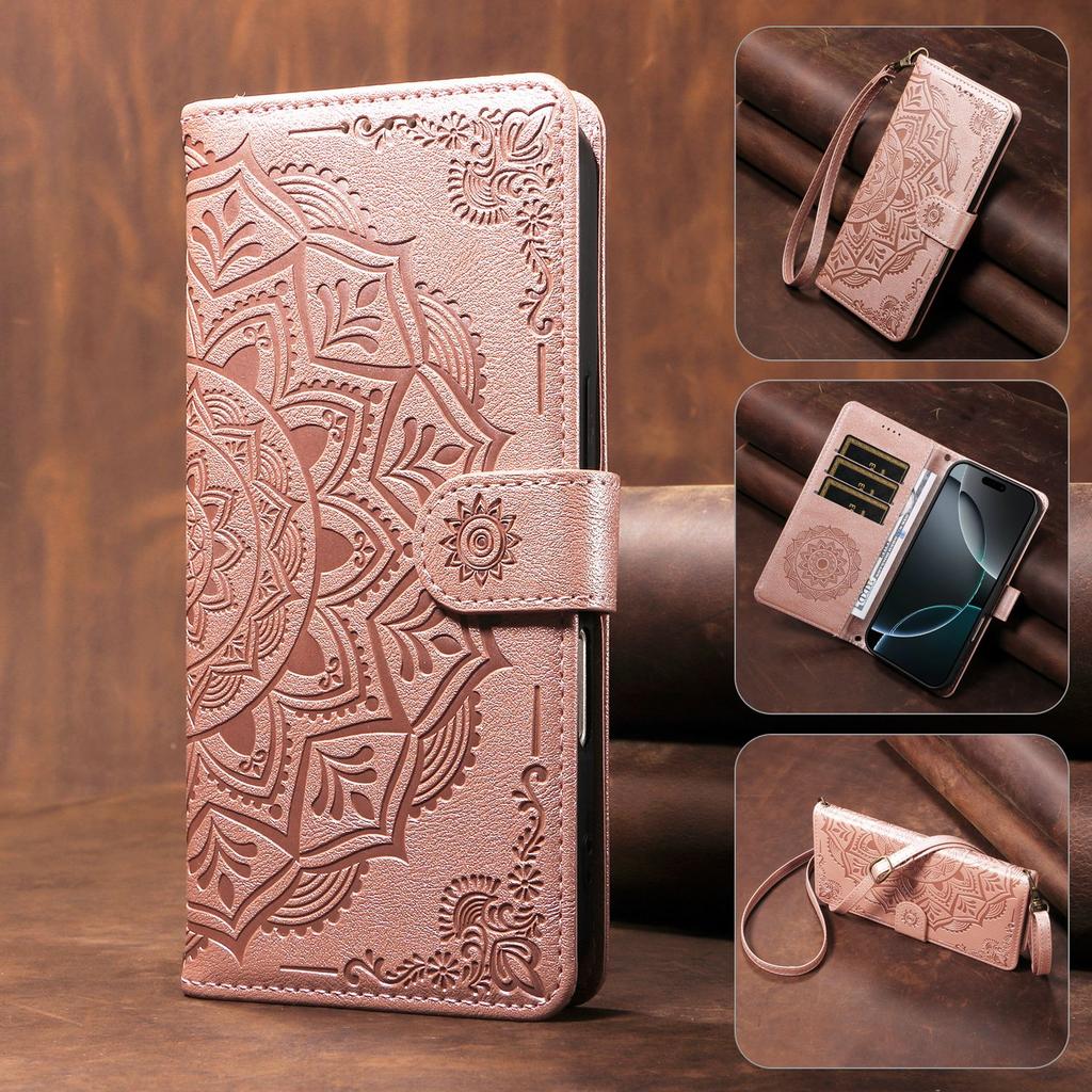 Flip Wallet Case For Samsung Galaxy A33 A53 A73 A22 A32 A52 A72 A42 A17 A16 A15 A14 A13 A12 4G 5G Leather Cover Mandala Embossed