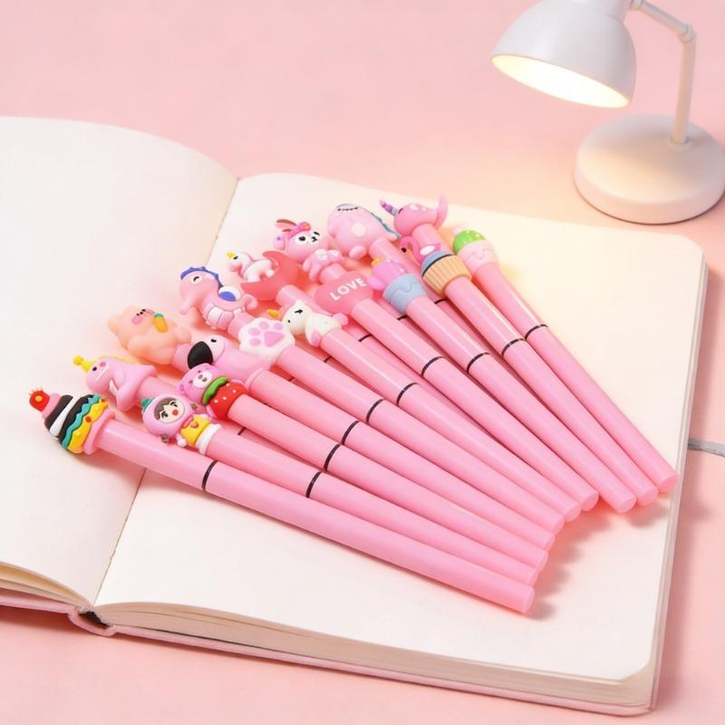 5Pcs Cute Cartoon Kawaii Animal Gel Pens Black Ink Straight Liquid Writing Neutral Pen Student School Office Stationery Holiday Gift Novelty Stationel