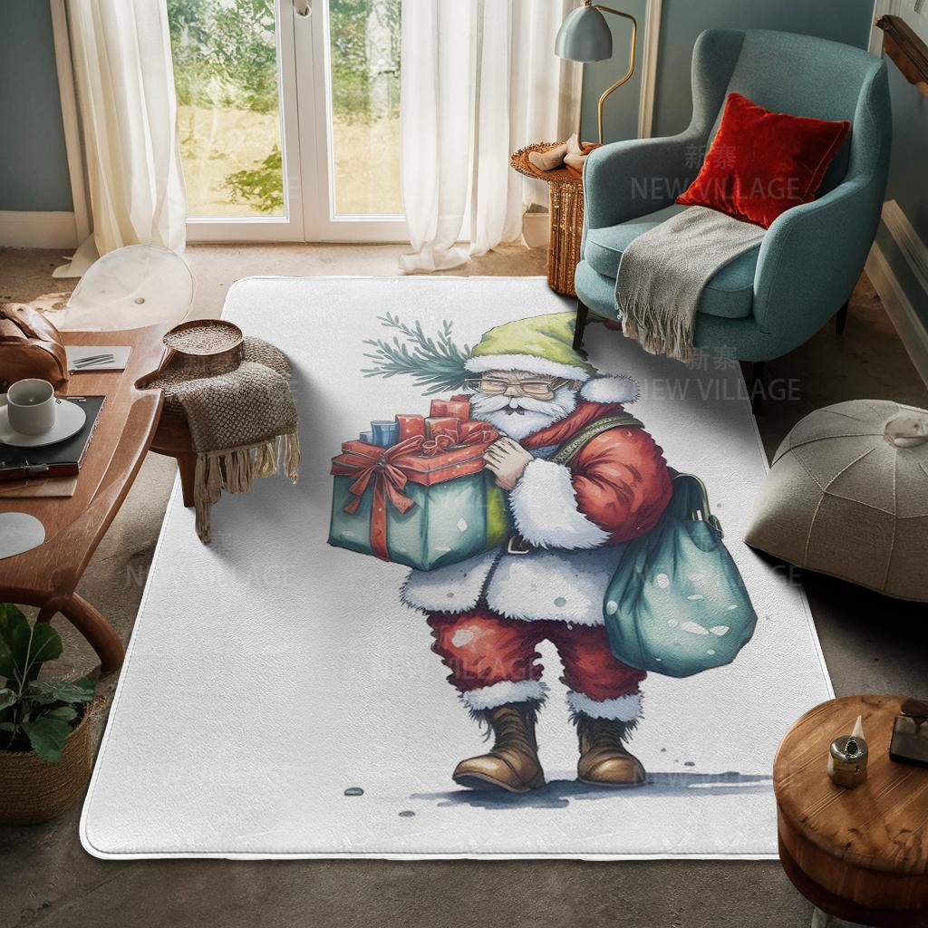 House Entrance Carpet Home Door Mat Living Room Bath Foot Bathroom Non-slip Water Absorption Rugs Bath Merry Christmas Winter