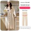 Summer Cotton Maternity Nightgown with Built-in Bra for Postpartum and Nursing