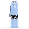 1PC Simple LOVE Bold Letter Print 750ml Color Plastic Sports Water Bottle Leakproof Flip Straw Lid Suitable for Sports Office Home Use