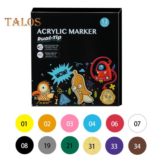 

12/24/36 шт., маркер для акриловой краски, маркер с двойной головкой, DIY, дерево, стекло, керамика, холст, камень, рисунок, двойные наконечники, набор маркеров, школьные принадлежности 12 colours