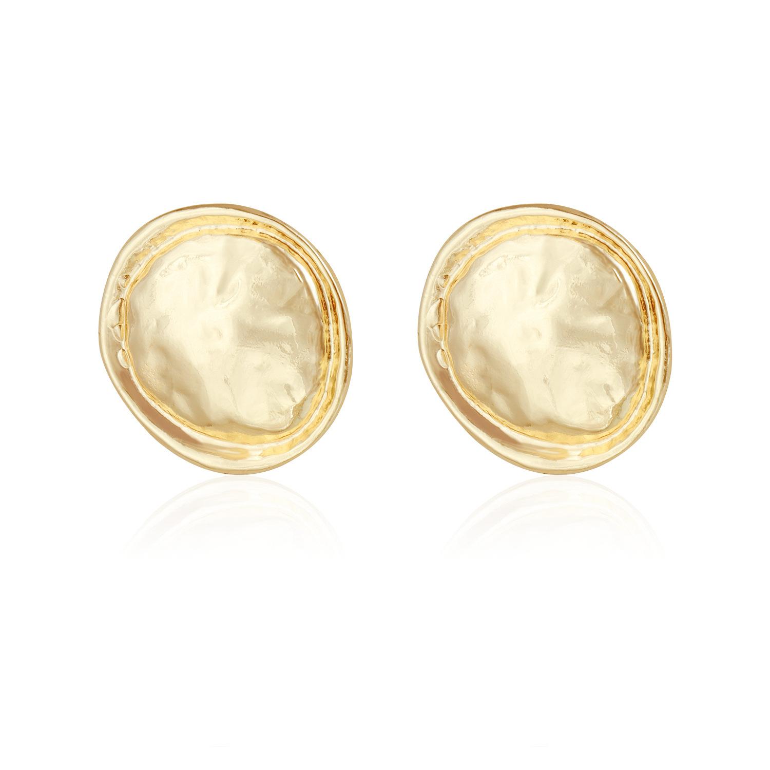 

European and American jewelry irregular folds sunflower retro wind ear buckle geometric simple round stud earrings women