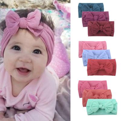 Girls Baby Toddler Turban Solid Headband Hair Band Bow 3PCS Accessories Headwear