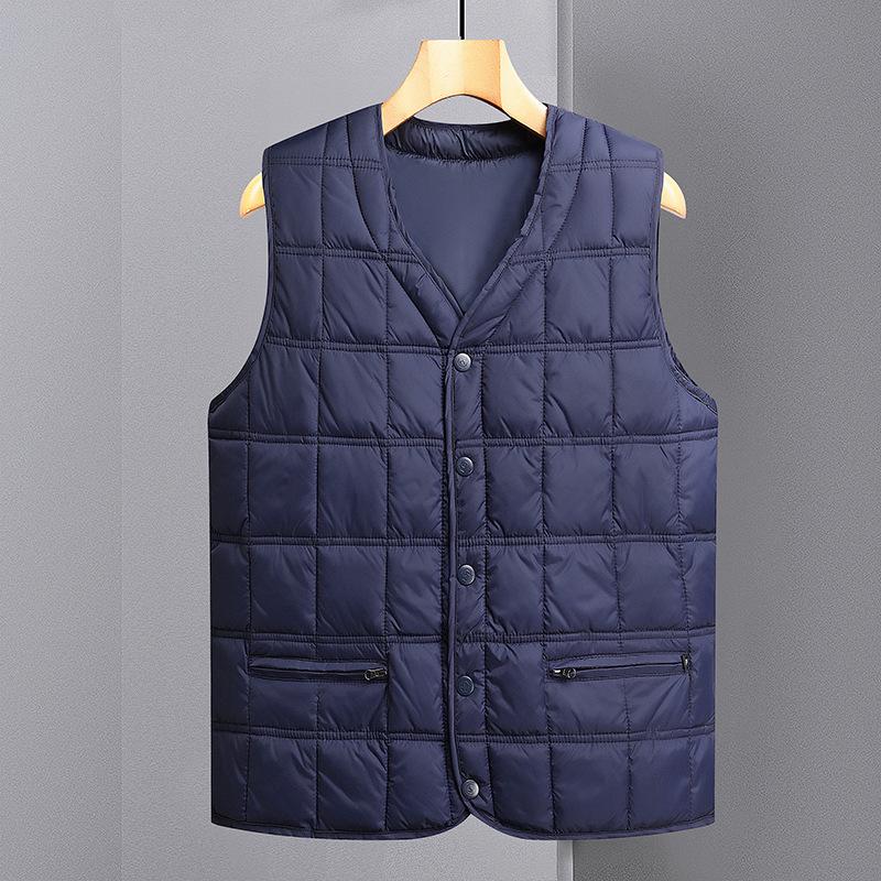 Leichte Stehkragen Daunenweste für Herren für Herbst/Winter – Ärmellose Jacke in Übergröße