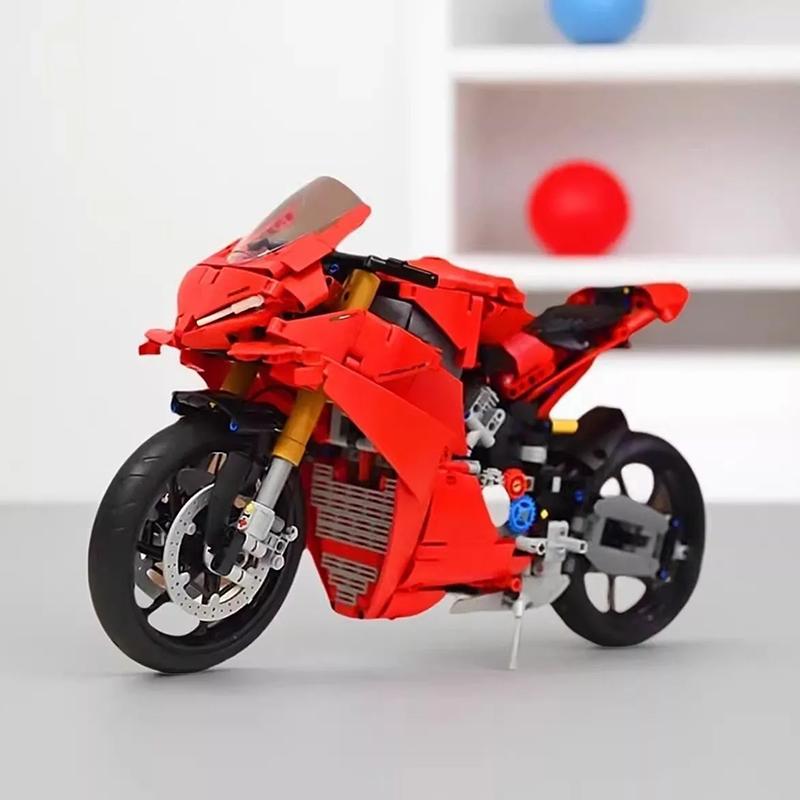 2025 MOC Technické 42202 Motocykl Ducatis Panigales V4 S Stavební bloky Model Mechanická skupina Kostky Hračky Děti Chlapec Dárek