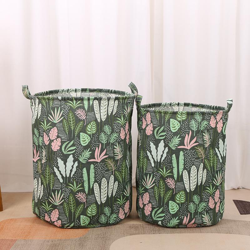 Print Laundry Basket Foldable Home Laundry Storage Bag Portable Cotton Linen Hamper For Kids Toys Dirty Clothes Basket Organizer