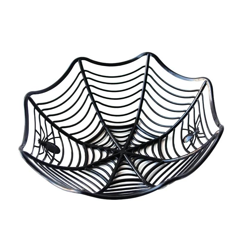 Halloween Decoration Black Spider Web Bowl Fruit Plate Candy Biscuit Package Basket Bowl Trick or Treat Halloween Party Supplies