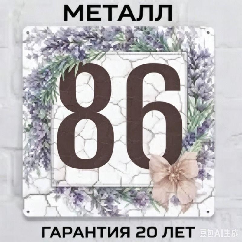 Metallhausnummernschild im Landhausstil Lavendel 20x20cm